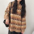 Printed Cable-knit Sweater