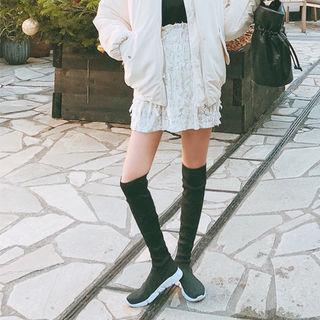 Lace-embellished Velvet Miniskirt