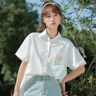 Embroider Floral Oversize Shirt