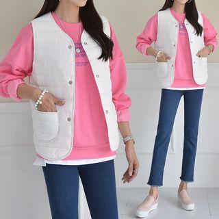 Snap-button Padded Shell Vest