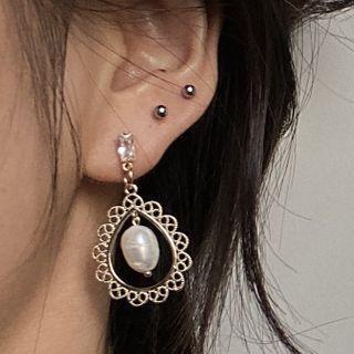 Retro Faux Pearl Alloy Drop Earring 1 Pair - 0730a - Gold - One Size