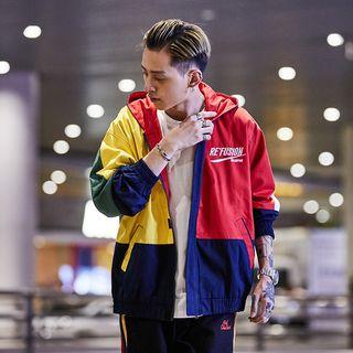 Loose-fit Colorblock Hooded Windbreaker