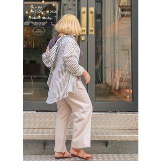 Plus Size - Sheer Striped Shirt