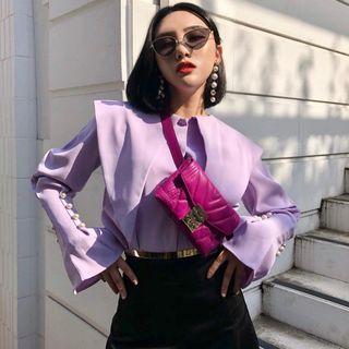 Bell-sleeve Blouse / Asymmetric Midi Skirt