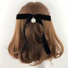 Faux Pearl Velvet Bow Hair Clip As Shown In Figure - One Size