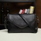 Chain-trim Croc Grain Cross Bag