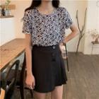 Floral Print Short Sleeve T-shirt / Mini Skirt