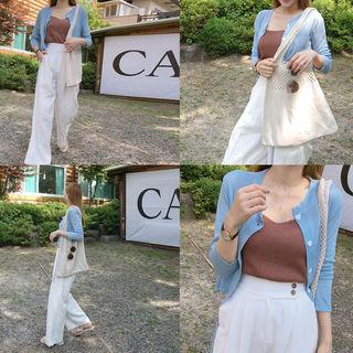 Heart-button Sheer Cardigan