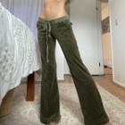 High-waist Velvet Drawstring Boot-cut Pants