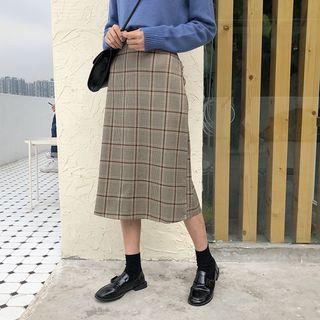 Midi Plaid A-line Skirt As Shown In Figure - One Size