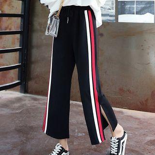 Striped Crop Wide Leg Sweatpants