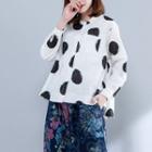 Dotted Stand-collar Long-sleeve Shirt