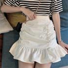 Plain Frilled Mini Skirt