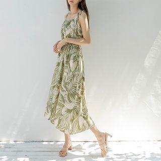 Tie-strap Foliage Long Sundress