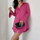 Long-sleeve Open Back Plain Shirt