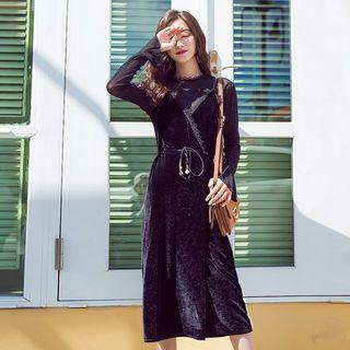 Set: Glitter Top + Lace Trim Spaghetti Strap Dress