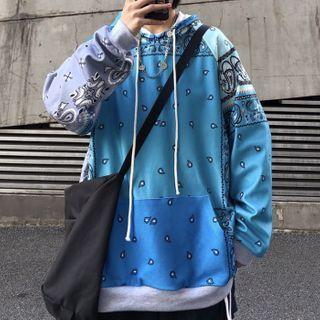 Paisley Print Hoodie Blue - One Size