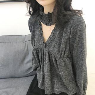 Ruffle Trim V-neck Blouse