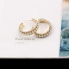 Faux Pearl Open Hoop Earring 1 Pair - 925 Silver - Gold - One Size