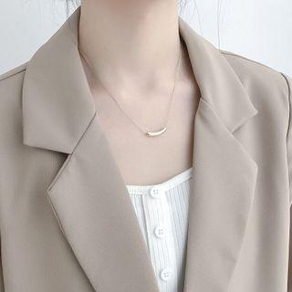 925 Sterling Silver Curved Bar Pendant Necklace Xl0750 - As Shown In Figure - One Size