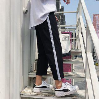 Contrast-trim Cropped Straight-fit Pants