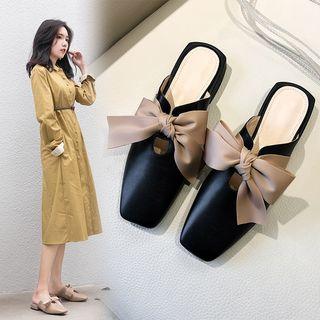 Bow Accent Square-toe Mules