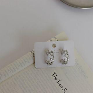 Twisted Alloy Open Hoop Earring 1 Pair - Silver Stud - Silver - One Size