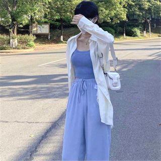 Plain Shirt / Camisole Top / High-waist Wide-leg Pants
