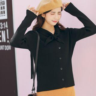 Tie Neck Long-sleeve Knit Top
