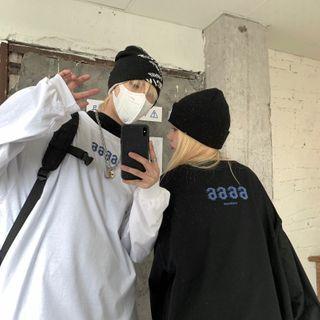 Couple Matching Long Sleeve Lettering Print T-shirt