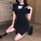 Butterfly-reflective Mini T-shirt Dress