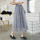 Sequin Star A-line Midi Mesh Skirt