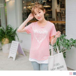 Mock Two Piece Heart Print Top