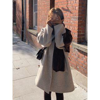 Hidden-button Wool Blend Coat In 2 Designs One Size