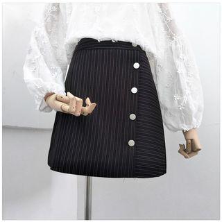 Single-breasted Striped Pencil Skirt