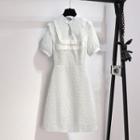 Short-sleeve Textured Qipao Dress