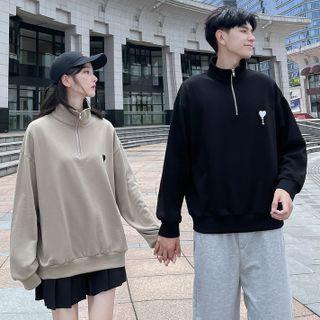 Couple Matching Mock-neck Half-zip Sweatshirt