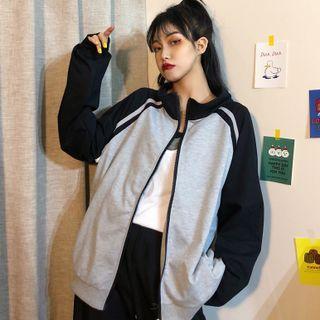 Long-sleeve Color Block Zip Jacket
