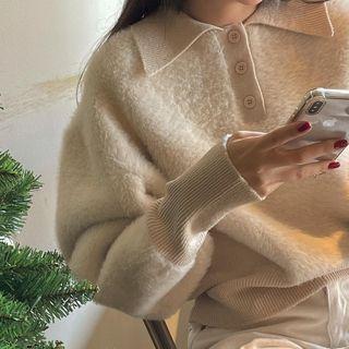 Polo-neck Sweater Beige - One Size