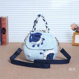 Flower Applique Crossbody Bag Blue - One Size