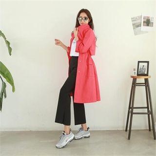 Stand-collar Snap-button Trench Coat