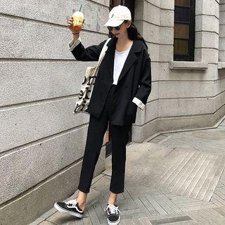 Set: Drop Shoulder Blazer + Cropped Pants