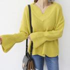 Petal V-neck Long-sleeve Sweater
