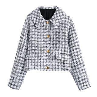 Houndstooth Tweed Shirt Jacket