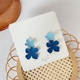 Flower Alloy Dangle Earring 1 Pair - Dark Blue & Light Blue - One Size