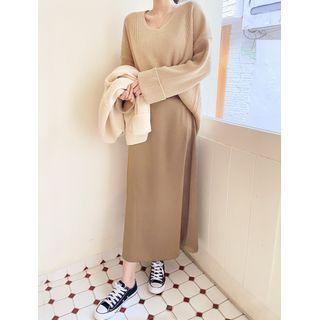 Band-waist Satin Skirt