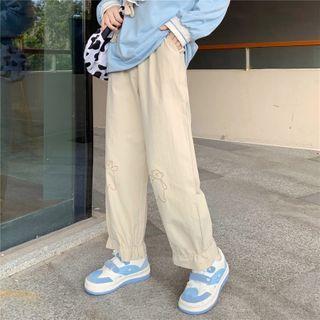 Printed Bell-bottom Pants Almond - One Size