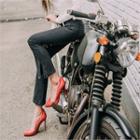 High-waist Slit-hem Boot-cut Jeans