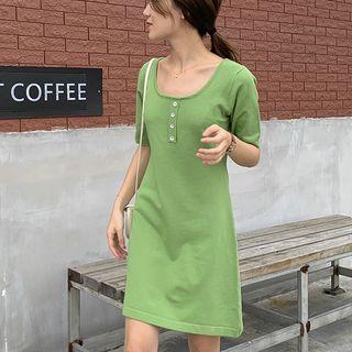 Square-neck Short-sleeve T-shirt Dress