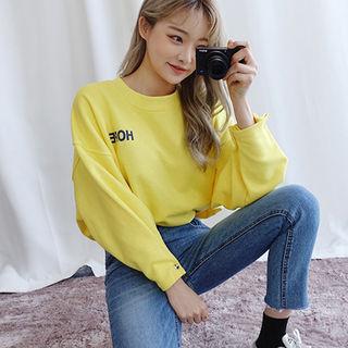 Snap Button-cuff Lettering Pullover